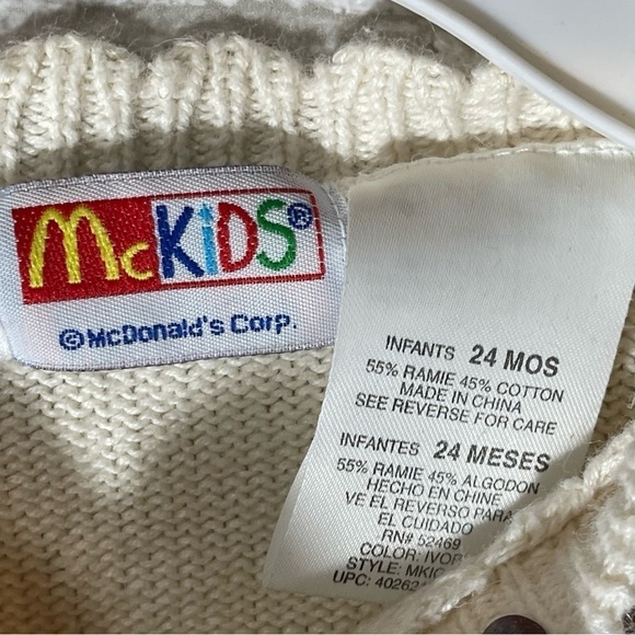 Vintage McKids Sweater Girls Sz 24 mo Flowers & Hearts Scalloped Button Cardigan - Picture 8 of 10